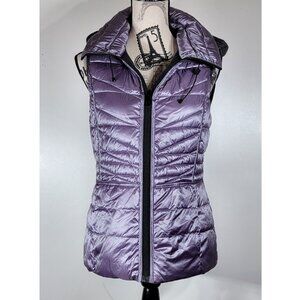 Bernardo Reversible Hooded Puffer Vest, Lavender or Gray, Womens Size Small